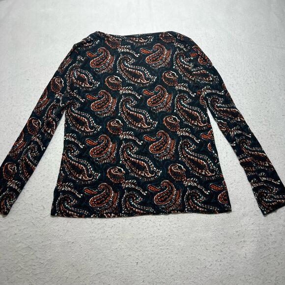 Talbots Women’s Medium Long Sleeve Paisley Patterned Pullover T Shirt Top - Picture 10 of 12